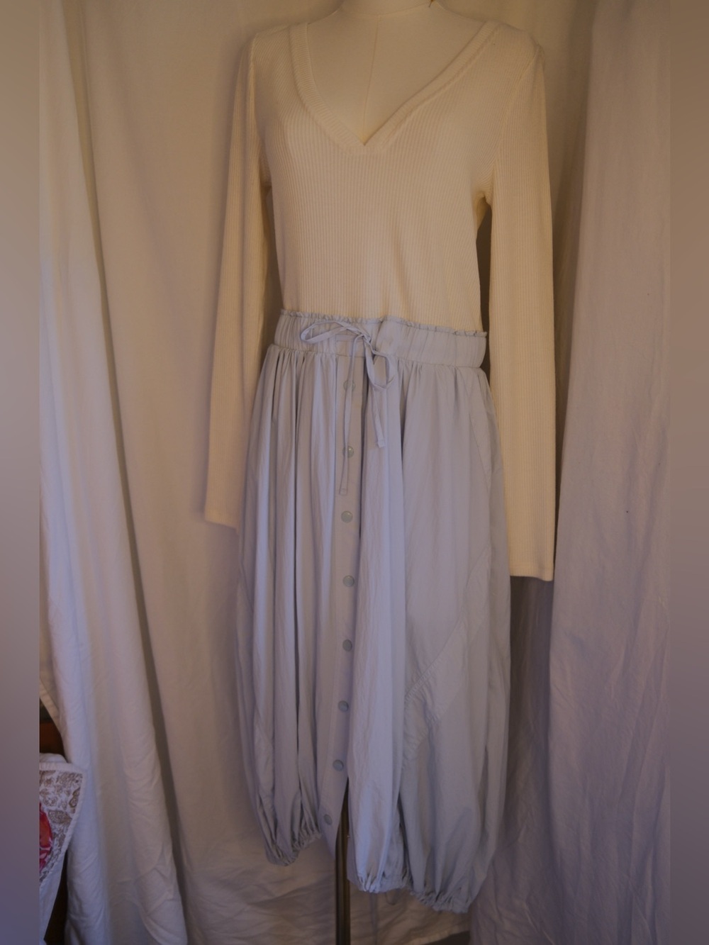 NWT Daily Practice Anthropologie Colorblock Rib Knit Balloon Hem Maxi Dress M